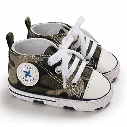 Sekantrol Unisex Baby Girls Boys Shoes Infant Soft Sole Canvas Newborn First Walkers High Top Anti-Slip Sneakers - SEKANTROL (1)