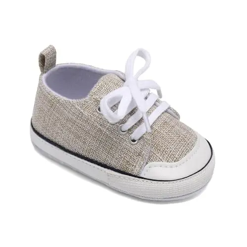 Sekantrol Unisex Baby Girls Boys Shoes Infant Soft Sole Canvas Newborn First Walkers High Top Anti-Slip Sneakers - 2