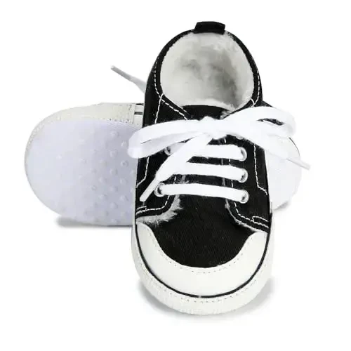 Sekantrol Unisex Baby Girls Boys Shoes Infant Soft Sole Canvas Newborn First Walkers High Top Anti-Slip Sneakers - 4