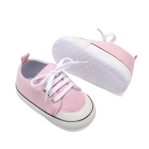 Sekantrol Unisex Baby Girls Boys Shoes Infant Soft Sole Canvas Newborn First Walkers High Top Anti-Slip Sneakers - 3