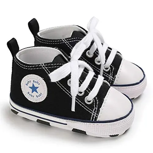 Sekantrol Unisex Baby Girls Boys Shoes Infant Soft Sole Canvas Newborn First Walkers High Top Anti-Slip Sneakers - SEKANTROL (1)