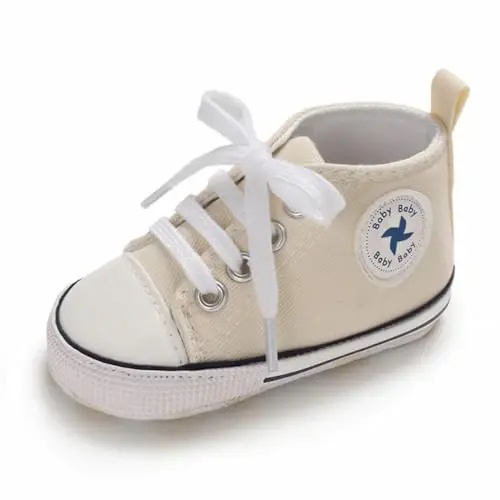 Sekantrol Unisex Baby Girls Boys Shoes Infant Soft Sole Canvas Newborn First Walkers High Top Anti-Slip Sneakers 