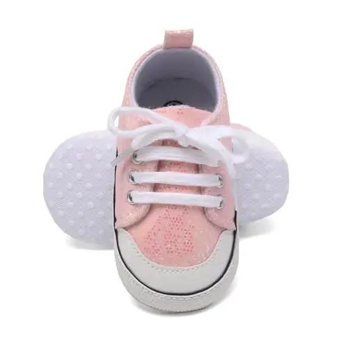 Sekantrol Unisex Baby Girls Boys Shoes Infant Soft Sole Canvas Newborn First Walkers High Top Anti-Slip Sneakers - 4