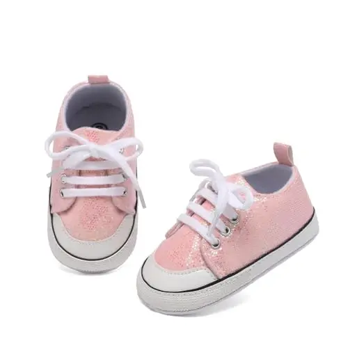 Sekantrol Unisex Baby Girls Boys Shoes Infant Soft Sole Canvas Newborn First Walkers High Top Anti-Slip Sneakers - 2