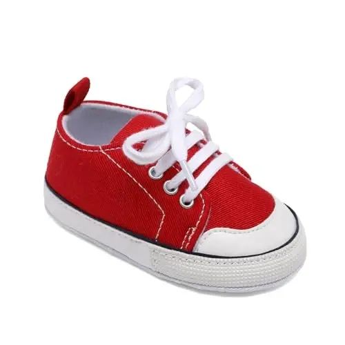 Sekantrol Unisex Baby Girls Boys Shoes Infant Soft Sole Canvas Newborn First Walkers High Top Anti-Slip Sneakers - 2