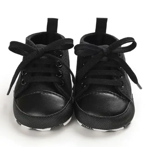 Sekantrol Unisex Baby Girls Boys Shoes Infant Soft Sole Canvas Newborn First Walkers High Top Anti-Slip Sneakers - 5