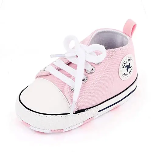 Sekantrol Unisex Baby Girls Boys Shoes Infant Soft Sole Canvas Newborn First Walkers High Top Anti-Slip Sneakers - 1