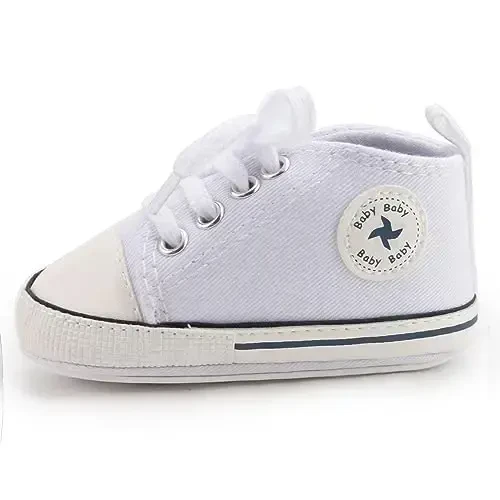 Sekantrol Unisex Baby Girls Boys Shoes Infant Soft Sole Canvas Newborn First Walkers High Top Anti-Slip Sneakers - 5