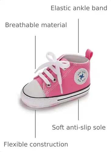 Sekantrol Unisex Baby Girls Boys Shoes Infant Soft Sole Canvas Newborn First Walkers High Top Anti-Slip Sneakers - SEKANTROL (1)