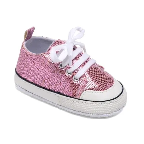 Sekantrol Unisex Baby Girls Boys Shoes Infant Soft Sole Canvas Newborn First Walkers High Top Anti-Slip Sneakers - 4