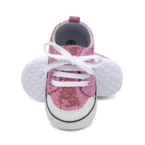 Sekantrol Unisex Baby Girls Boys Shoes Infant Soft Sole Canvas Newborn First Walkers High Top Anti-Slip Sneakers - 7
