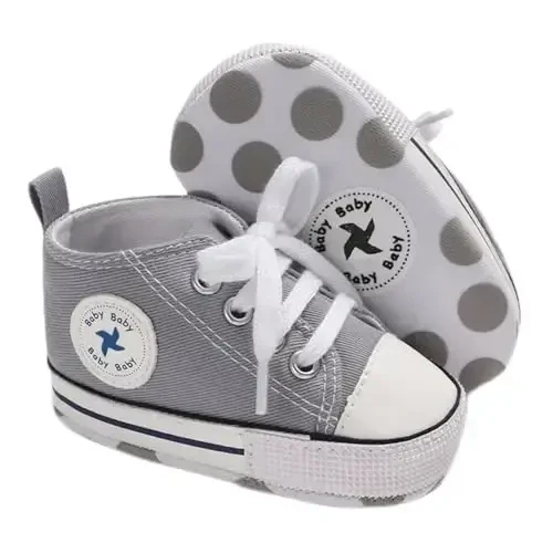 Sekantrol Unisex Baby Girls Boys Shoes Infant Soft Sole Canvas Newborn First Walkers High Top Anti-Slip Sneakers 
