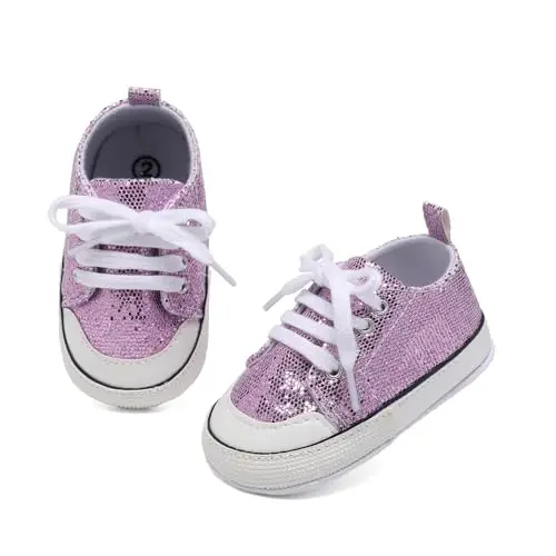 Sekantrol Unisex Baby Girls Boys Shoes Infant Soft Sole Canvas Newborn First Walkers High Top Anti-Slip Sneakers - 2