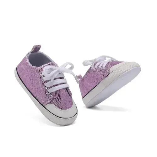 Sekantrol Unisex Baby Girls Boys Shoes Infant Soft Sole Canvas Newborn First Walkers High Top Anti-Slip Sneakers - 6