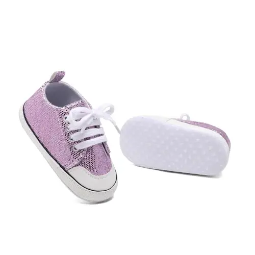 Sekantrol Unisex Baby Girls Boys Shoes Infant Soft Sole Canvas Newborn First Walkers High Top Anti-Slip Sneakers - 4