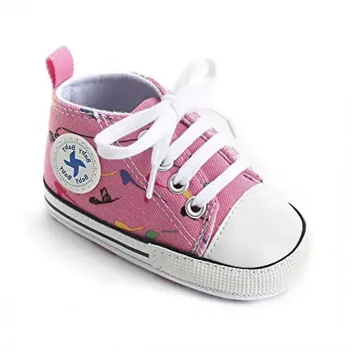 Sekantrol Unisex Baby Girls Boys Shoes Infant Soft Sole Canvas Newborn First Walkers High Top Anti-Slip Sneakers - 1
