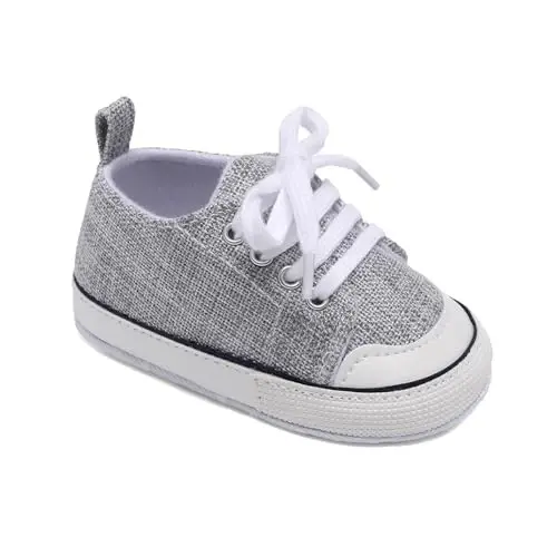 Sekantrol Unisex Baby Girls Boys Shoes Infant Soft Sole Canvas Newborn First Walkers High Top Anti-Slip Sneakers - 2