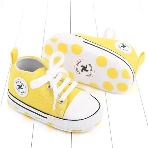 Sekantrol Unisex Baby Girls Boys Shoes Infant Soft Sole Canvas Newborn First Walkers High Top Anti-Slip Sneakers - SEKANTROL (1)