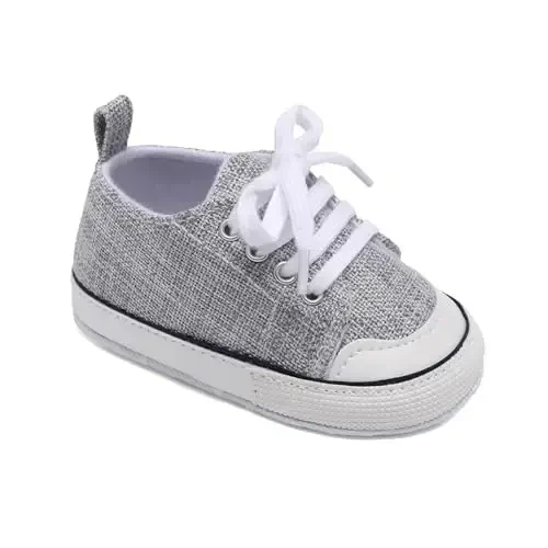 Sekantrol Unisex Baby Girls Boys Shoes Infant Soft Sole Canvas Newborn First Walkers High Top Anti-Slip Sneakers - SEKANTROL (1)