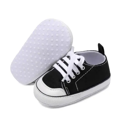 Sekantrol Unisex Baby Girls Boys Shoes Infant Soft Sole Canvas Newborn First Walkers High Top Anti-Slip Sneakers 