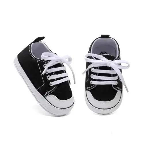 Sekantrol Unisex Baby Girls Boys Shoes Infant Soft Sole Canvas Newborn First Walkers High Top Anti-Slip Sneakers - 2