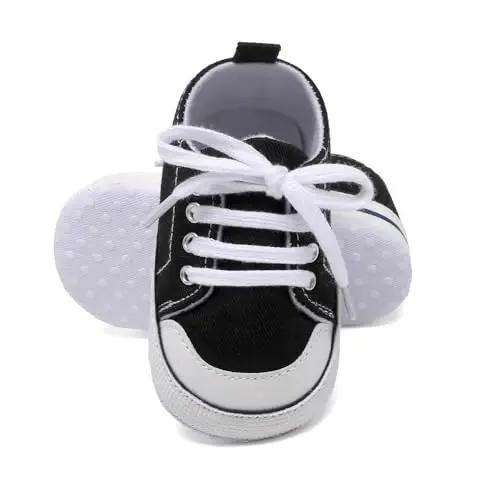 Sekantrol Unisex Baby Girls Boys Shoes Infant Soft Sole Canvas Newborn First Walkers High Top Anti-Slip Sneakers - 6