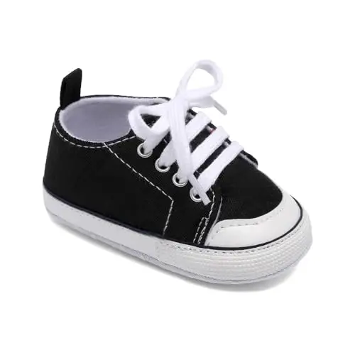 Sekantrol Unisex Baby Girls Boys Shoes Infant Soft Sole Canvas Newborn First Walkers High Top Anti-Slip Sneakers - 7