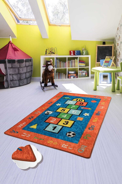 Seksek Red Children And Baby Rug Washable, Non-Slip Base Stain-Resistant Djt - 14