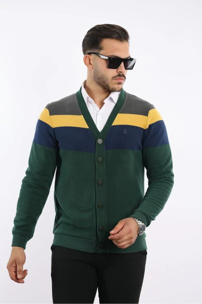 Panolu Selanik Örgü Erkek Hırka – %70 Pamuk %30 Viskoz - RUGATCHI (1)