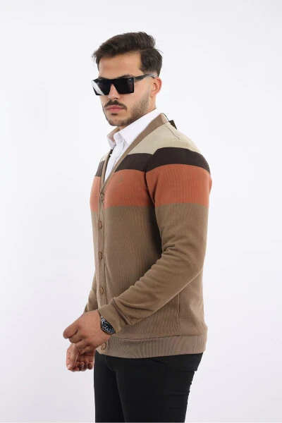 Panolu Selanik Örgü Erkek Hırka – %70 Pamuk %30 Viskoz - RUGATCHI (1)