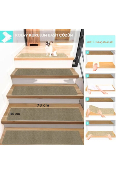 Self-Adhesive Stair Tread Carpet (1 Piece) Rip Carpet Felt Non-Slip Carpet - 2