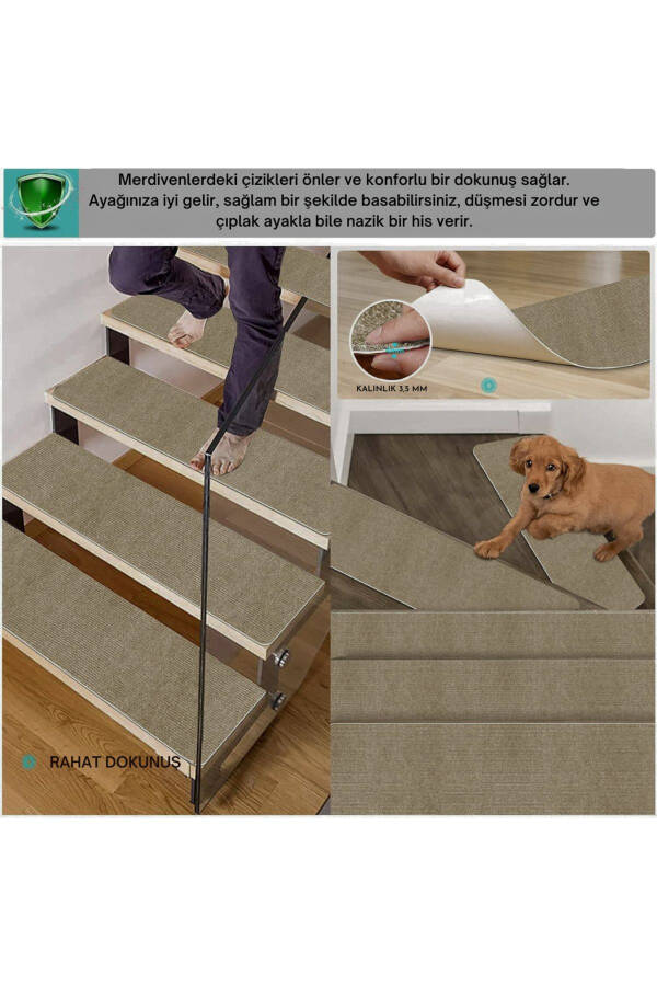 Self-Adhesive Stair Tread Carpet (1 Piece) Rip Carpet Felt Non-Slip Carpet - 3