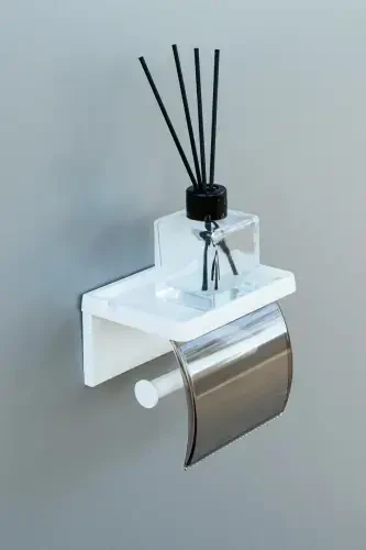 Self Adhesive Toilet Paper Holder Bathroom Tissue Roll Dispenser Napkin Organizer Plastic-white - 4
