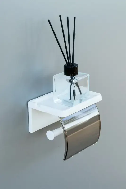 Self Adhesive Toilet Paper Holder Bathroom Tissue Roll Dispenser Napkin Organizer Plastic-white - 4