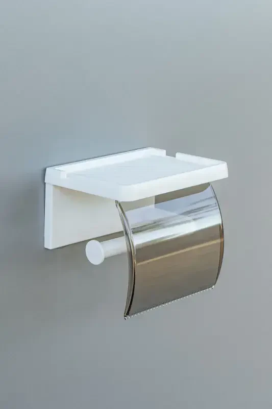 Self Adhesive Toilet Paper Holder Bathroom Tissue Roll Dispenser Napkin Organizer Plastic-white - 5