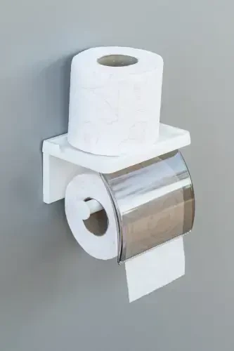 Self Adhesive Toilet Paper Holder Bathroom Tissue Roll Dispenser Napkin Organizer Plastic-white - 6