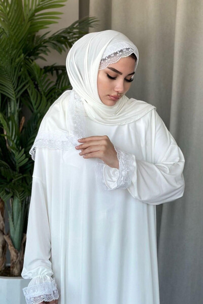 Self-scarf Prayer Dress White - 2