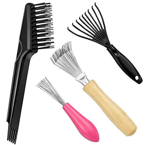 SelfTek 4 Pack Hair Brush Cleaning Tool for Removing Hair and Dust - Home or Salon Use - 1