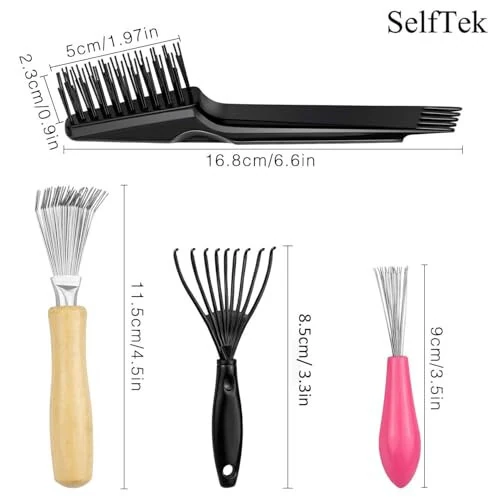 SelfTek 4 Pack Hair Brush Cleaning Tool for Removing Hair and Dust - Home or Salon Use - 6
