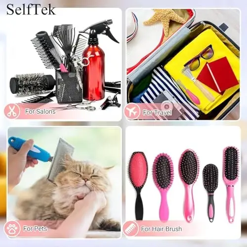 SelfTek 4 Pack Hair Brush Cleaning Tool for Removing Hair and Dust - Home or Salon Use - 5