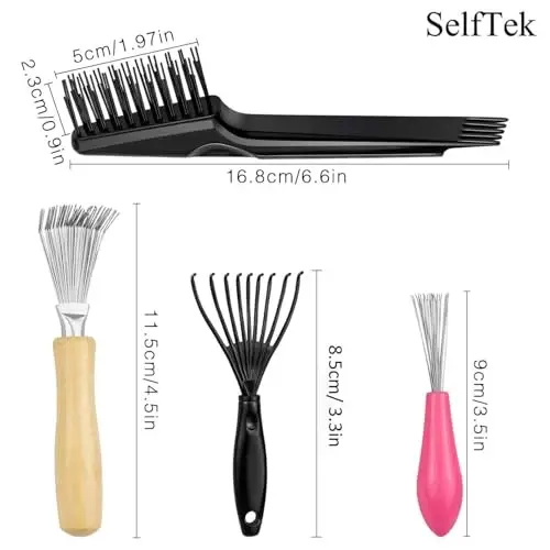 SelfTek 4 Pack Hair Brush Cleaning Tool for Removing Hair and Dust - Home or Salon Use - 6
