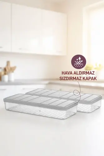 Selka Home Nora 2-Piece Mini Storage Container - Light Grey -( 1.2 Liters ) - 4