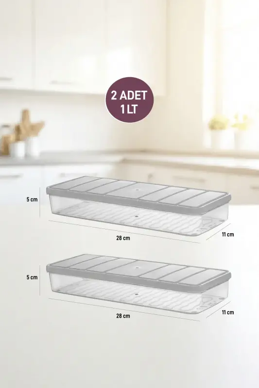 Selka Home Nora 2-Piece Mini Storage Container - Light Grey -( 1.2 Liters ) - 5