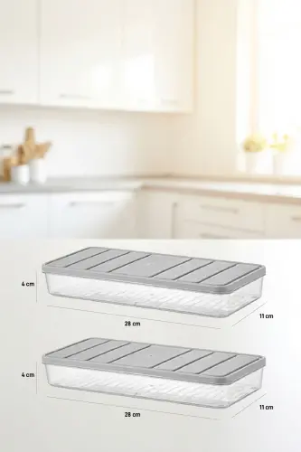 2 Adet 1 Lt. Nora Organizer Buzdolabı Buzluk Düzenleyici Saklama Kabı - 4