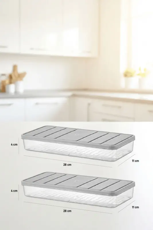 2 Adet 1 Lt. Nora Organizer Buzdolabı Buzluk Düzenleyici Saklama Kabı - 4