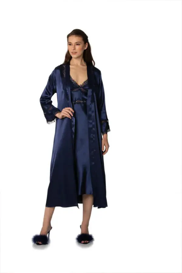 Шёлковая ночная рубашка халат пижама набор шорты набор из 6 предметов свадебный приданое набор - 6960 - 2