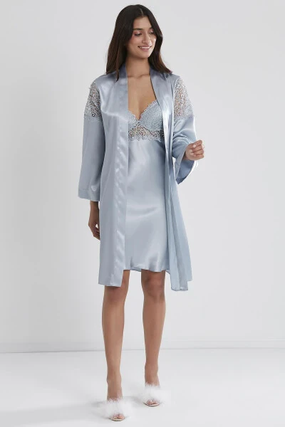 Шелковый ночной костюм халат пижама шорты комплект 6 шт. свадебный набор приданого - 6955 - PIERRE CARDIN (1)