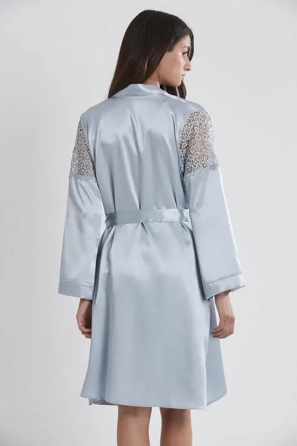 Шелковый ночной костюм халат пижама шорты комплект 6 шт. свадебный набор приданого - 6955 - 4