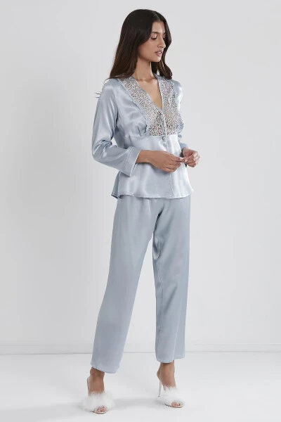 Шелковый ночной костюм халат пижама шорты комплект 6 шт. свадебный набор приданого - 6955 - 8