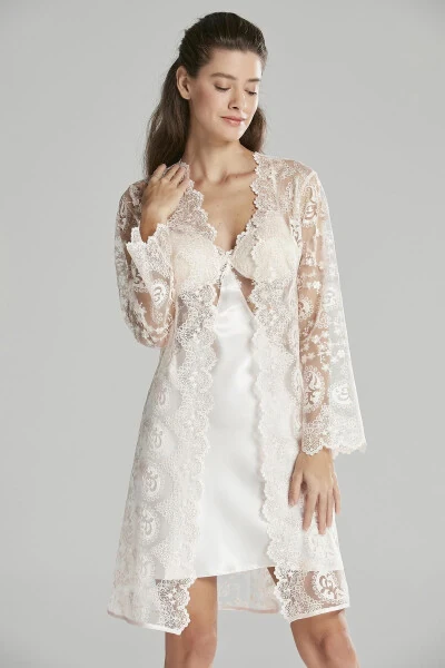 Шёлковый ночной халат пижама комплект шорт комплект из 6 предметов свадебный приданое - 6225 - 3